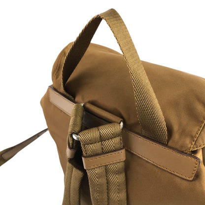 PRADA Triangle Logo Double Pocket Backpack Brown Vintage rne3iv