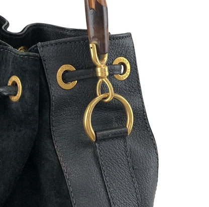 GUCCI Bamboo Two-way Handbag Shoulder bag Black Vintage egseba