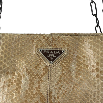 PRADA Triangle Logo Chain Shoulder bag Beige Vintage 6b4rwd