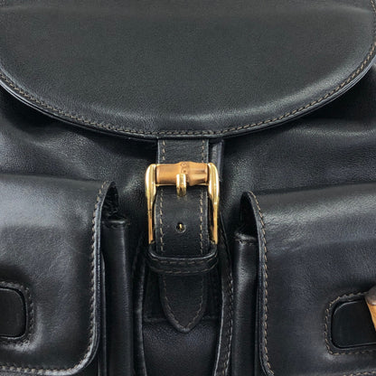 GUCCI Bamboo Backpack Black Vintage 38shhu
