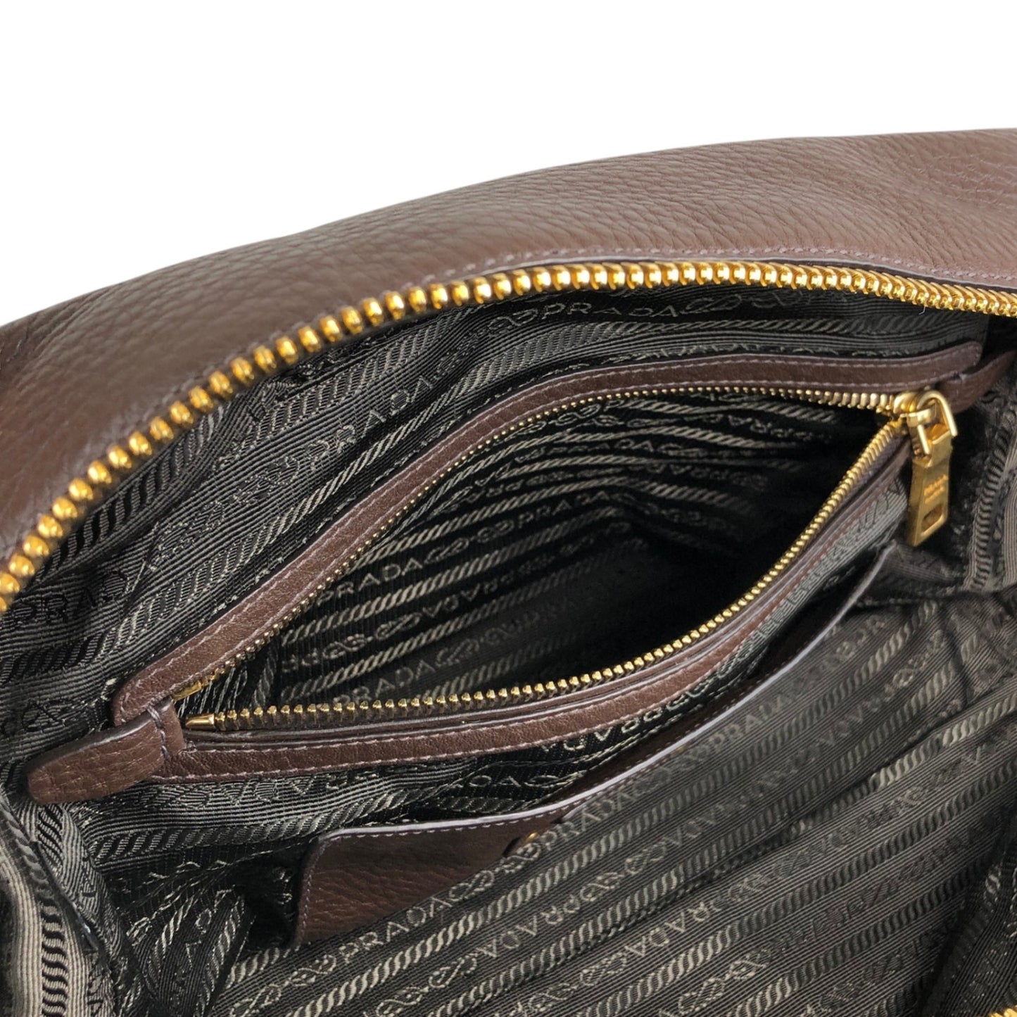 PRADA Logo Handbag Shoulder bag Brown Vintage wddeyg