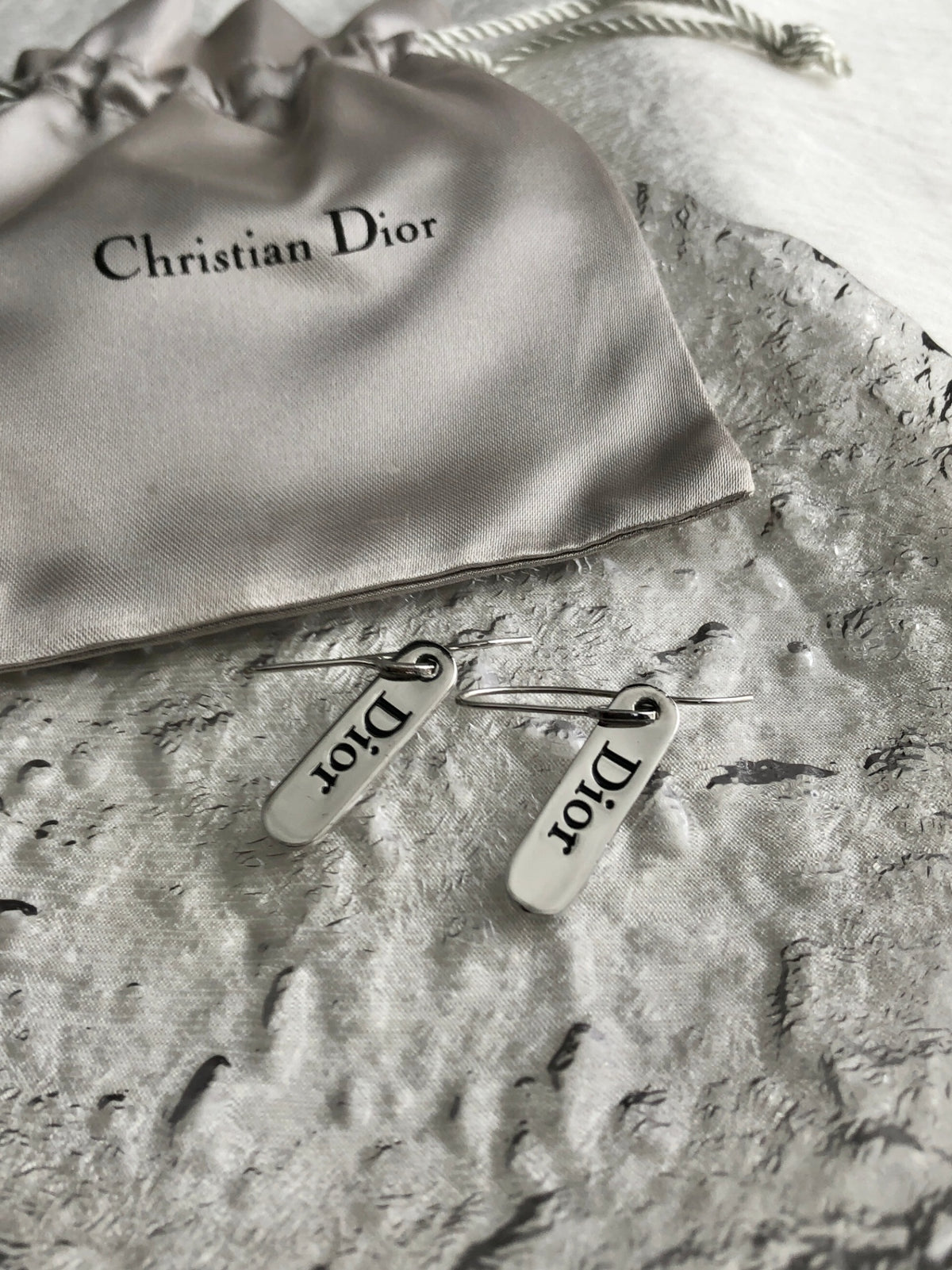Christian Dior Logo Pierced Silver Vintage df243r