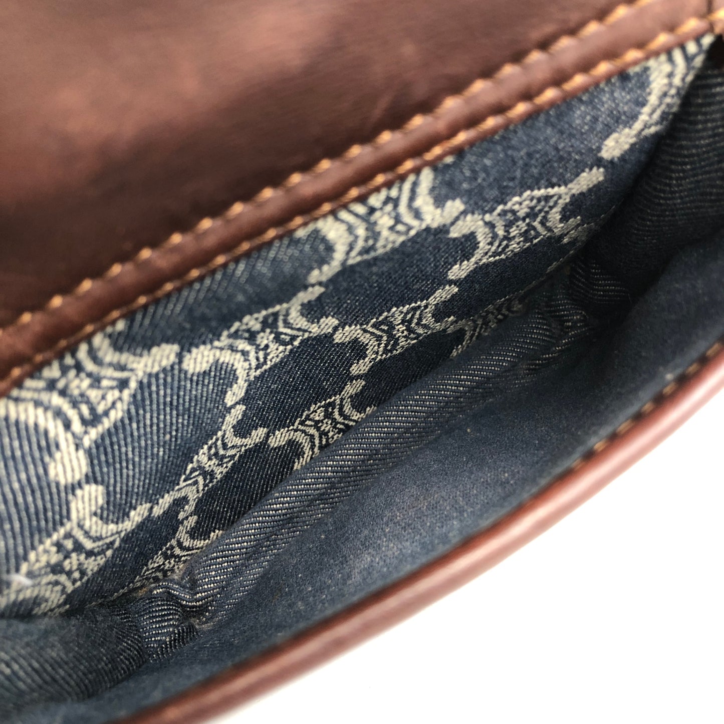 CELINE Paris Macadam Double Pocket Handbag Navy Vintage sh5hjs