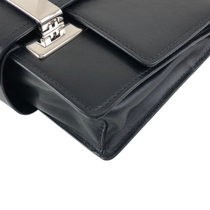 PRADA Logo Ribbon Motif Shoulder bag Black Vintage e3gymr