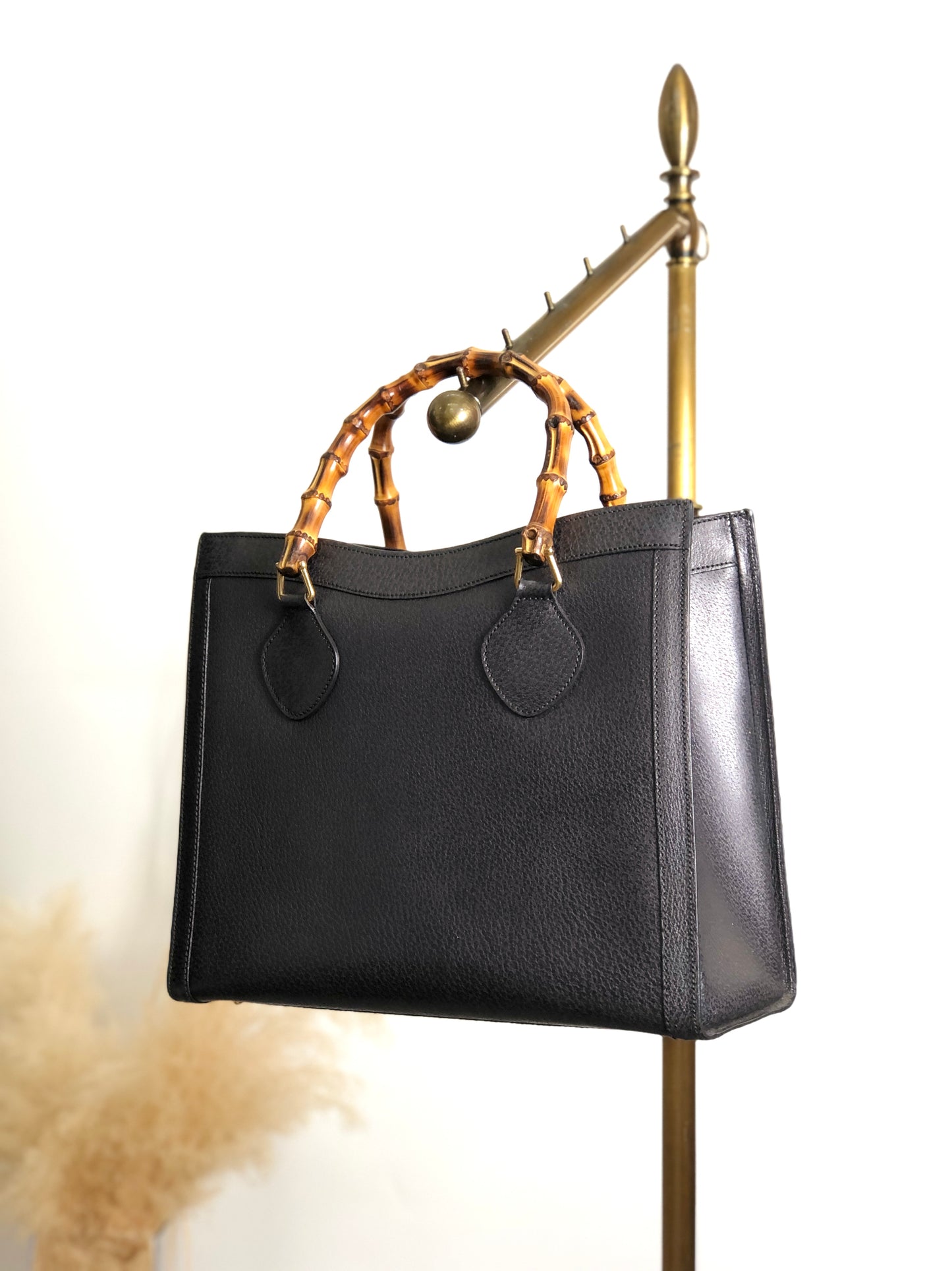GUCCI Bamboo Handbag Black Vintage i4a8t7