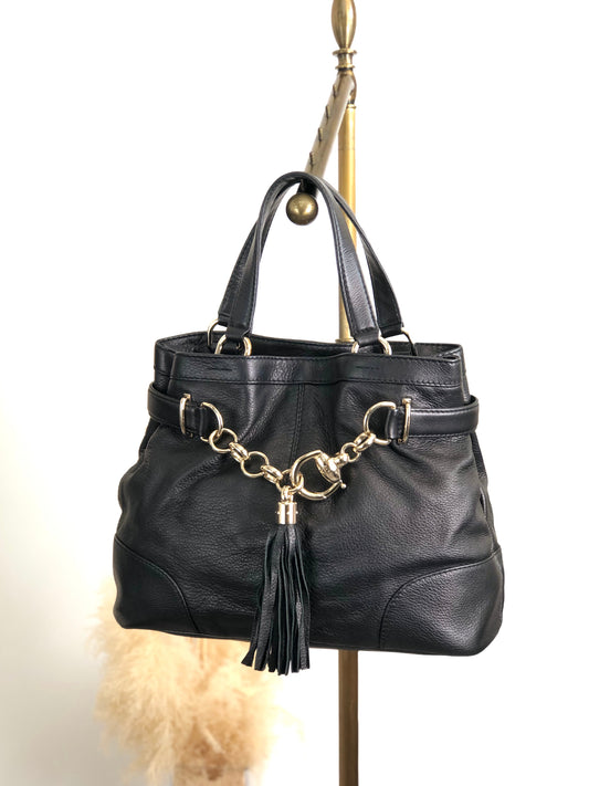 GUCCI Horse Bit Handbag Black 269943 Vintage wj5bxw