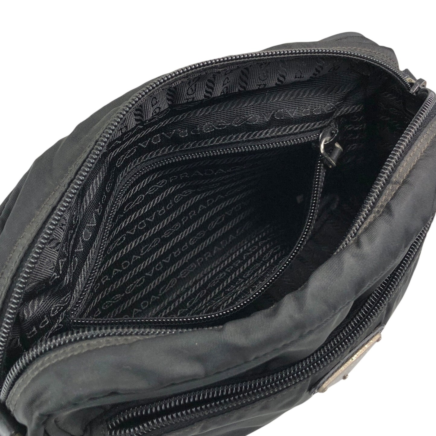 PRADA Tessuto Triangle Logo Shoulder bag Black Vintage bsftsu