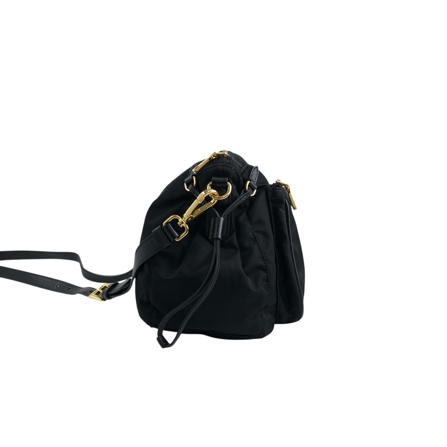 PRADA Logo Shoulder bag Black BT0689 Vintage s35m2a