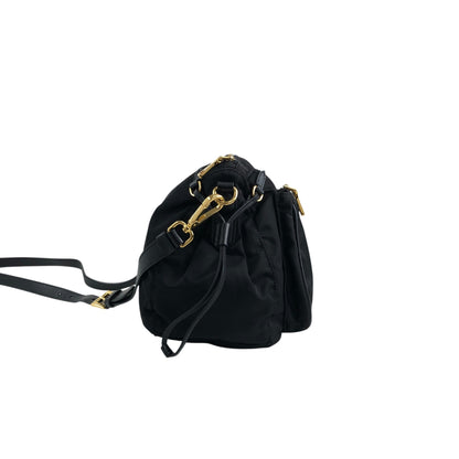 PRADA Logo Shoulder bag Black BT0689 Vintage s35m2a