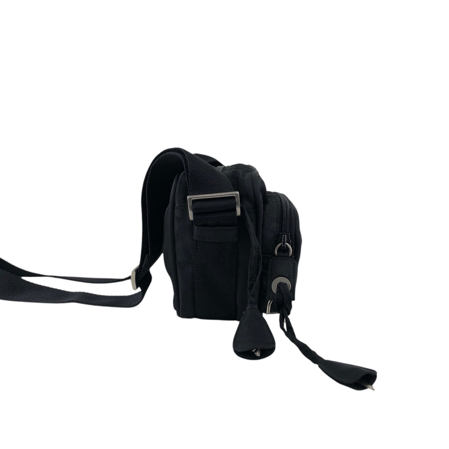 PRADA Tessuto Triangle Logo Shoulder bag Black Vintage gdjwks