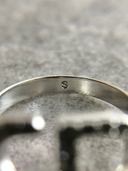 Christian Dior CD Logo Motif Rhinestone Ring Silver PETIT CD Vintage di6pz4