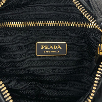 PRADA Triangle Logo Front Buckle Shoulder bag Hobobag Black Vintage kmr53p