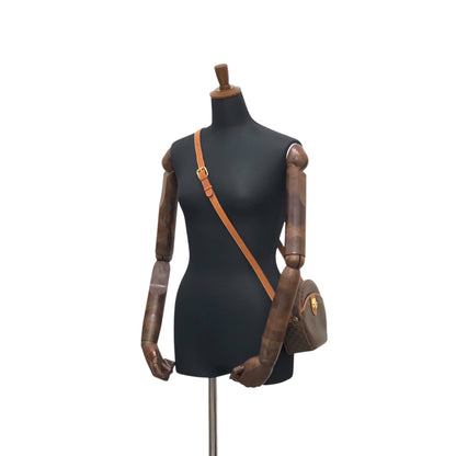 CELINE Macadam Gancini Round Shoulder bag Brown Vintage f76bfn
