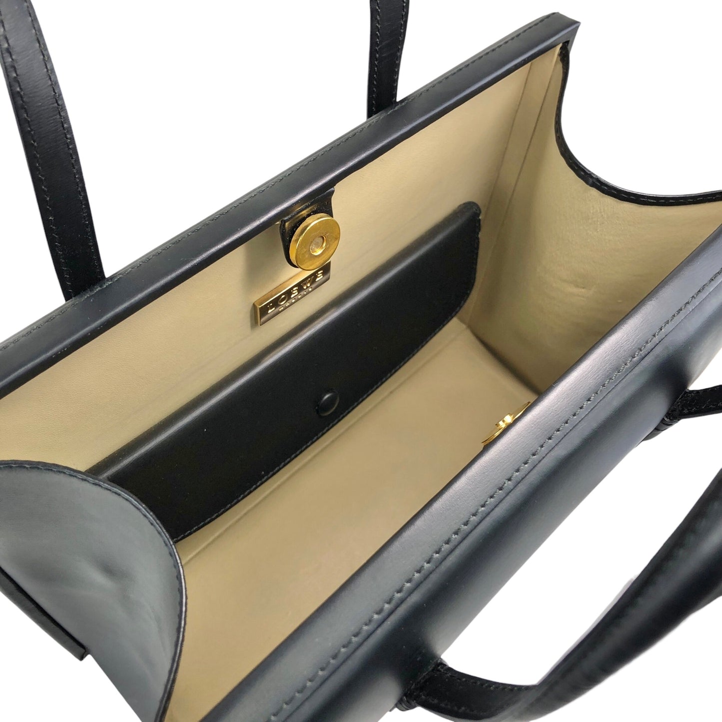 LOEWE Logo Embossed Handbag Black Vintage ru2436