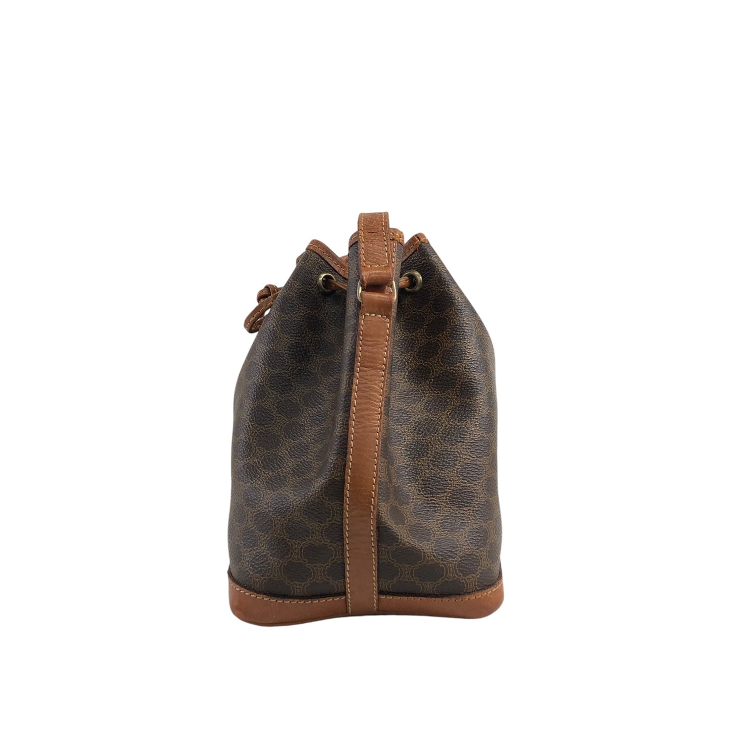 CELINE Macadam Blason Drawstring Small Shoulder bag Brown Vintage 6z2wx2