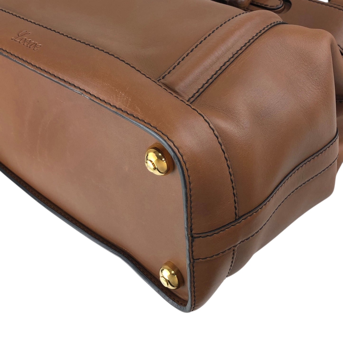 LOEWE Turn Lock Handbag Brown Vintage u4bec7