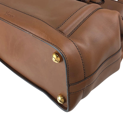 LOEWE Turn Lock Handbag Brown Vintage u4bec7