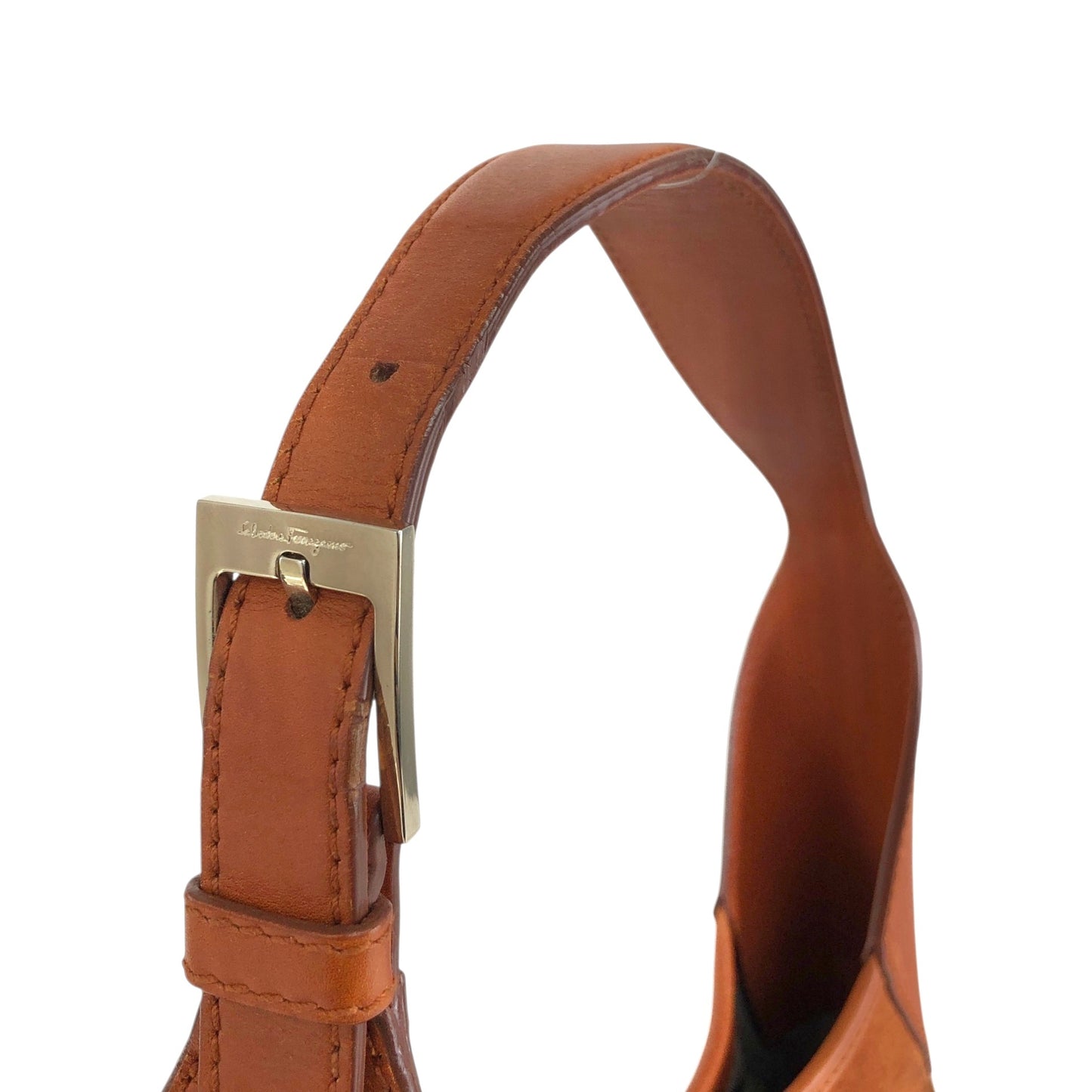 Salvatore Ferragamo Gancini Shoulder bag Brown Vintage dgh7fy