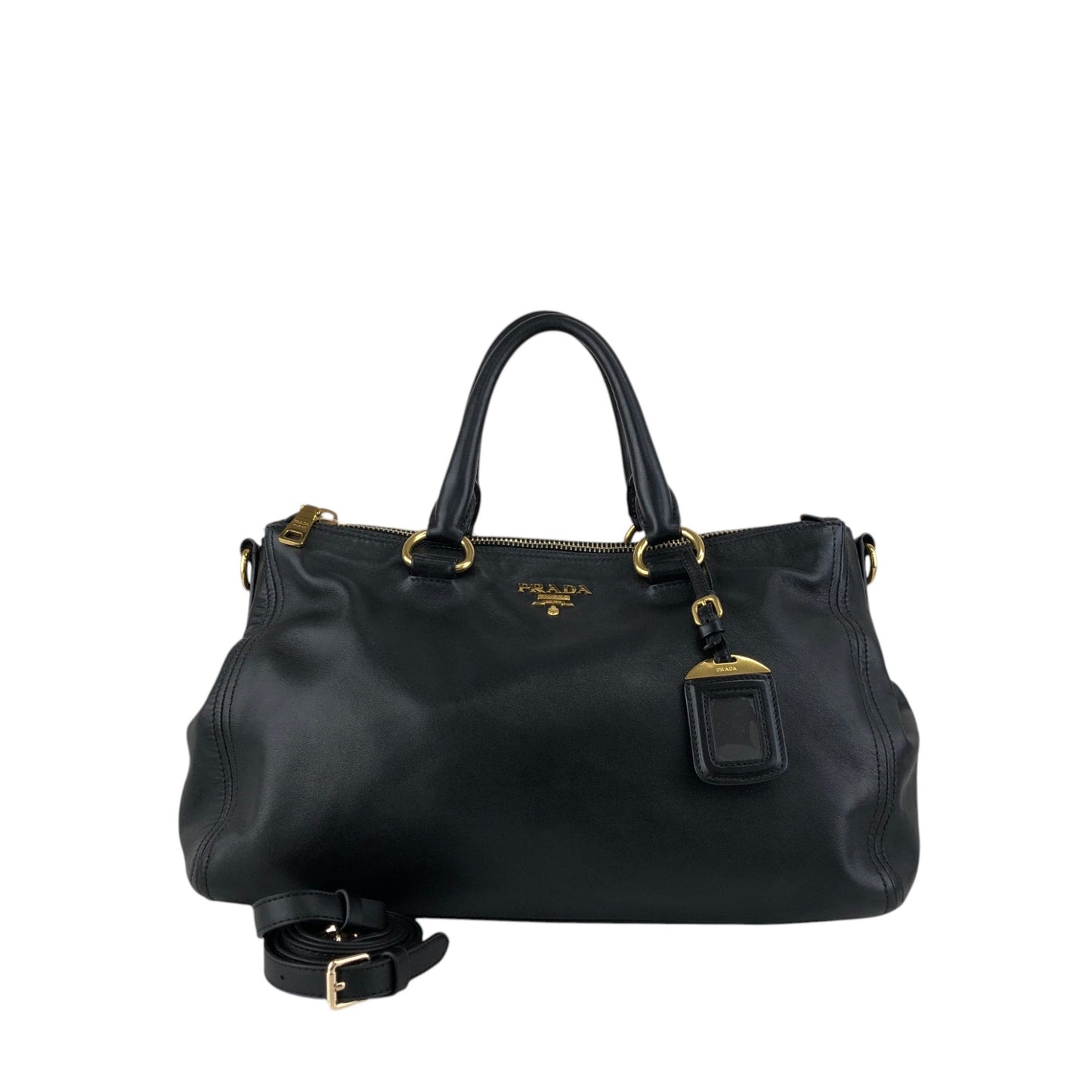 PRADA Logo Two-way Boston bag Shoulder bag Black Vintage k82hca