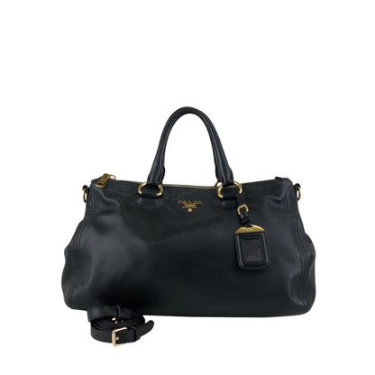 PRADA Logo Two-way Boston bag Shoulder bag Black Vintage k82hca