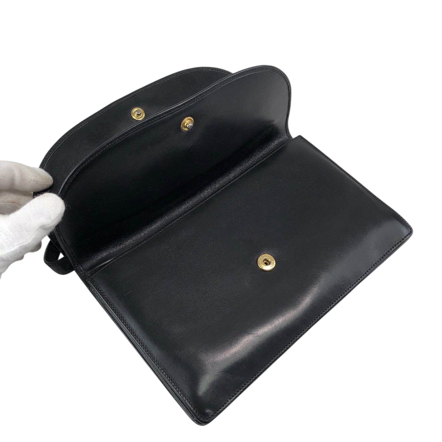 CELINE Blason Shoulder bag Black Vintage 3awaev