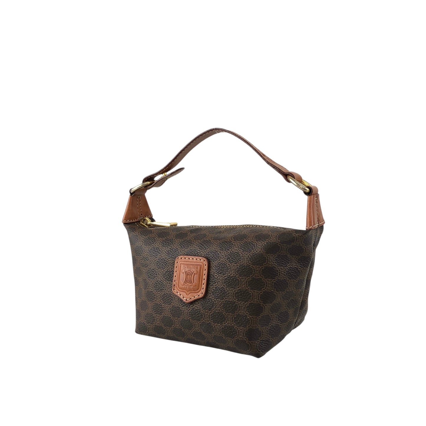 CELINE Macadam Blason Small Handbag Brown Vintage 2t2tek