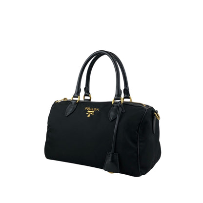 PRADA Logo Two-way Boston bag Shoulder bag Black Vintage 76zjdy