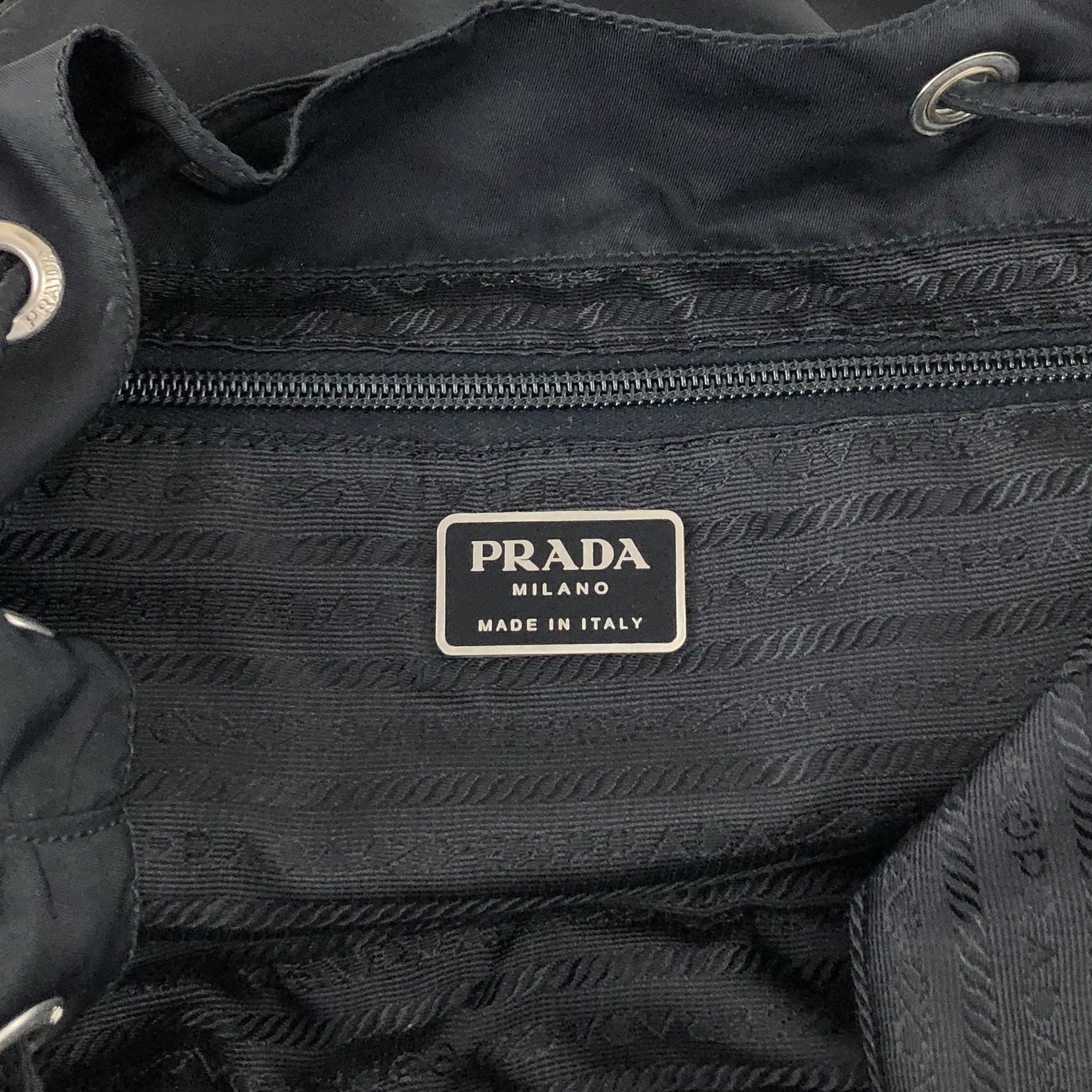 PRADA Tessuto Triangle Logo Double Pocket Backpack Black Vintage scciib