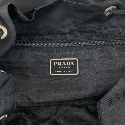 PRADA Tessuto Triangle Logo Double Pocket Backpack Black Vintage scciib