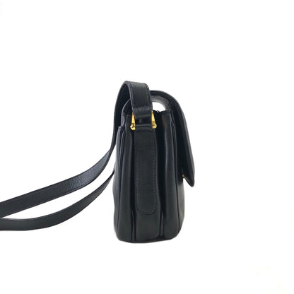 CELINE Triomphe Leather Crossbody Shoulder bag Black Vintage hn5feu