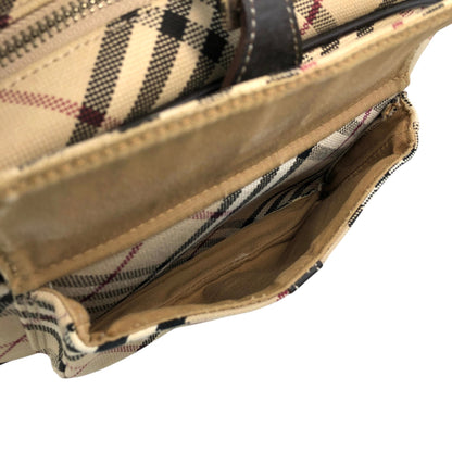 BURBERRY Check Front Buckle Shoulder bag Beige Vintage v45pfb