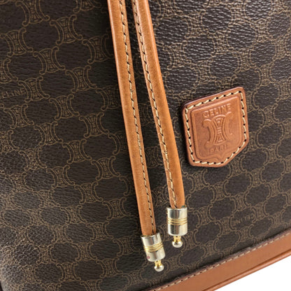 CELINE Macadam Blason Drawstring Shoulder bag Brown Vintage p5vd3z