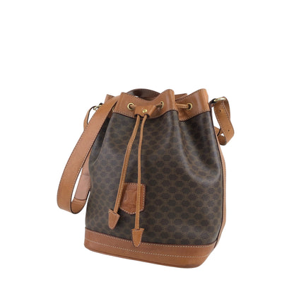 CELINE Macadam Blason Drawstring Shoulder bag Brown Vintage e8wkxg