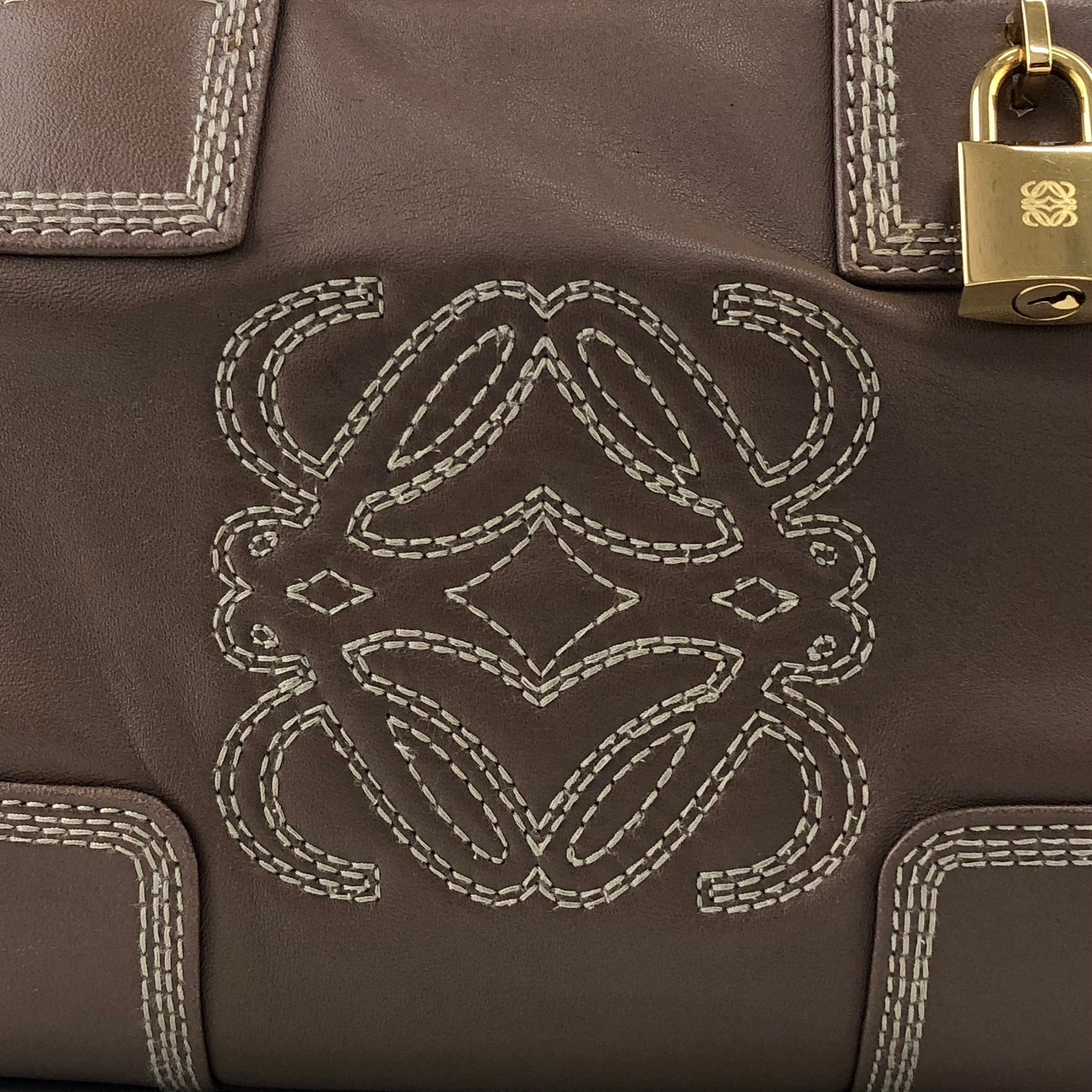 LOEWE Amazona28 Anagram Handbag Boston bag Brown Vintage f75cvh