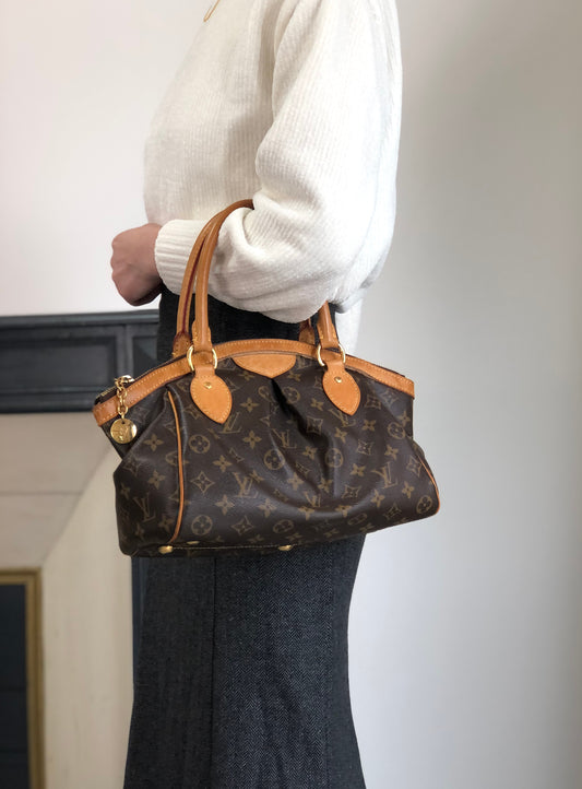LOUIS VUITTON Monogram Handbag Brown Vintage v3t8ju