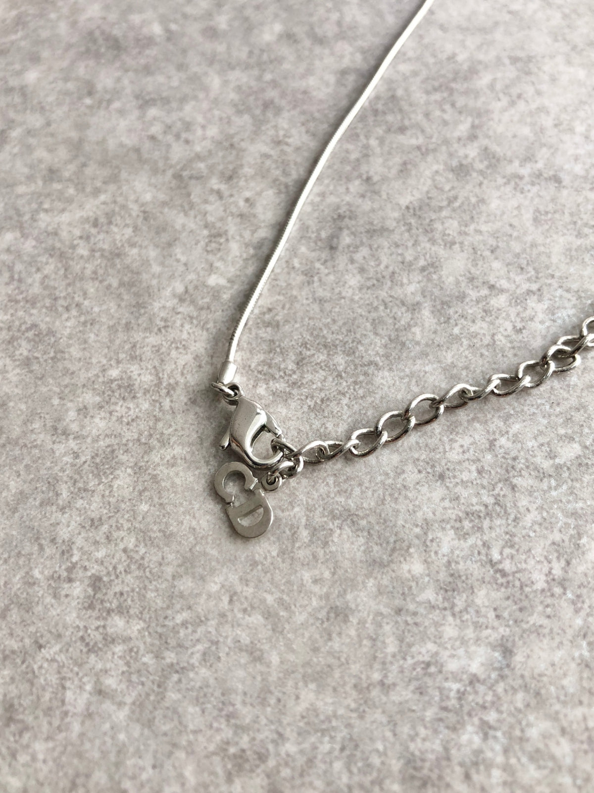 Christian Dior Logo Motif Necklace Silver Vintage dngcy3