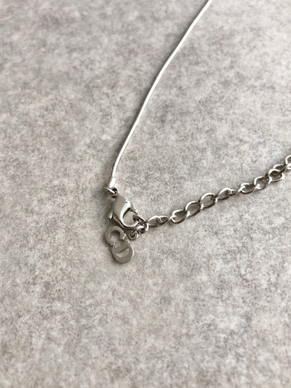 Christian Dior Logo Motif Necklace Silver Vintage dngcy3