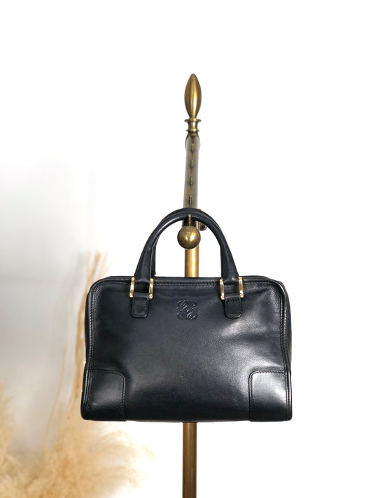 LOEWE Amazona Anagram Small Boston bag Handbag Black Vintage jeeyya