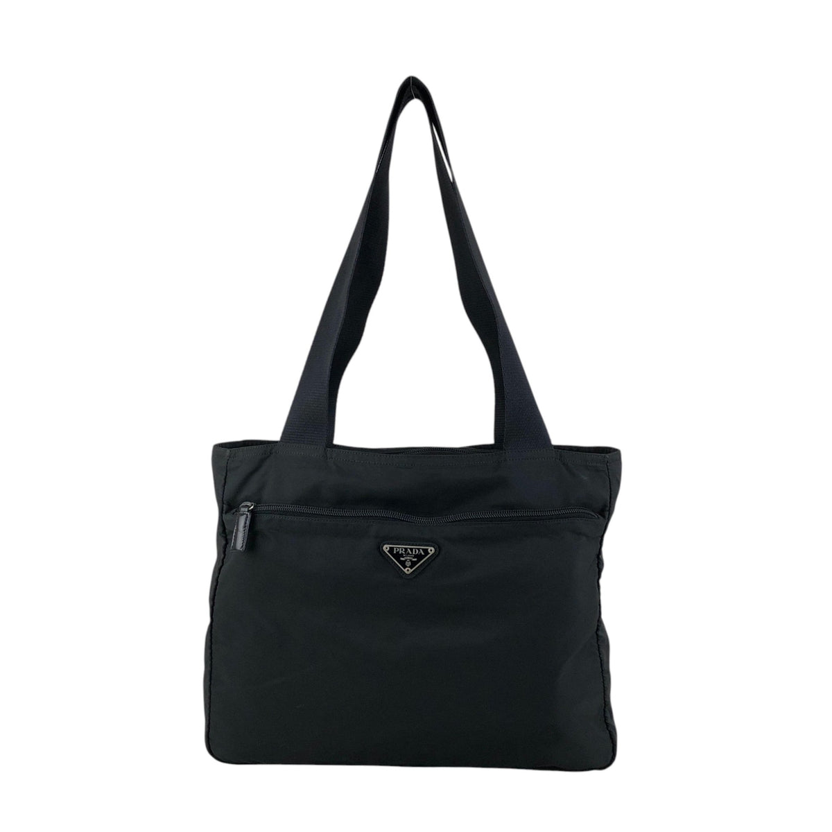 PRADA Tessuto Triangle Logo Totebag Black Vintage hszfkc