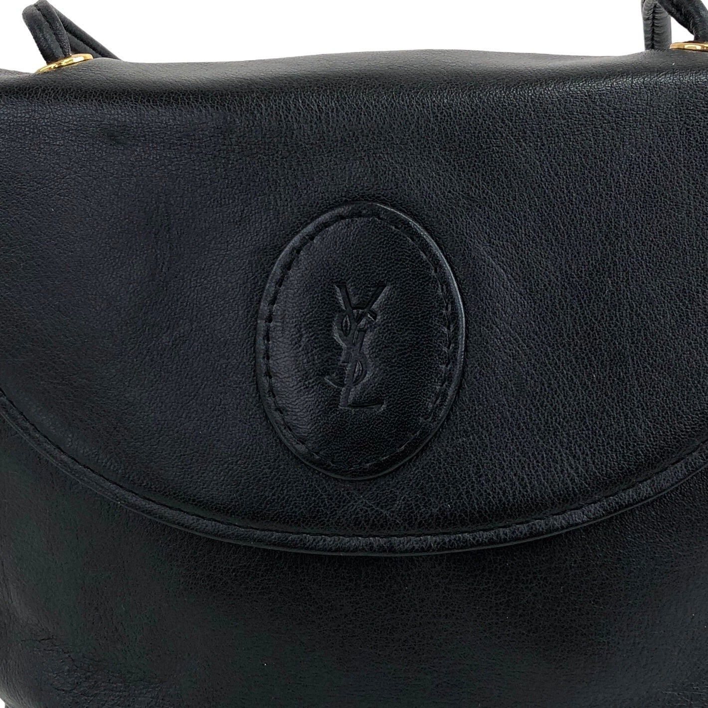 Yves Saint Laurent YSL Logo Shoulder bag Black Vintage 4nth3u