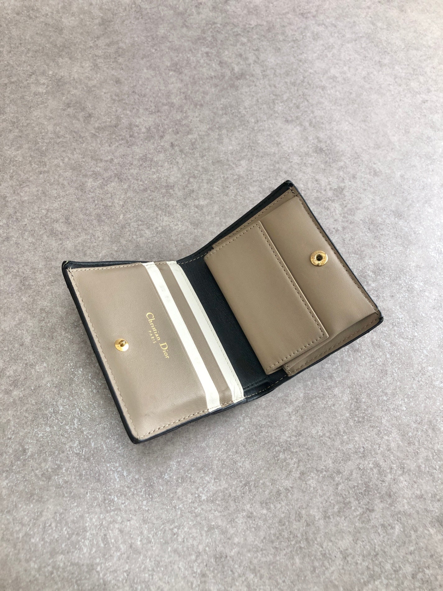 Christian Dior CD Logo Folded Wallet Black Vintage amw4xa