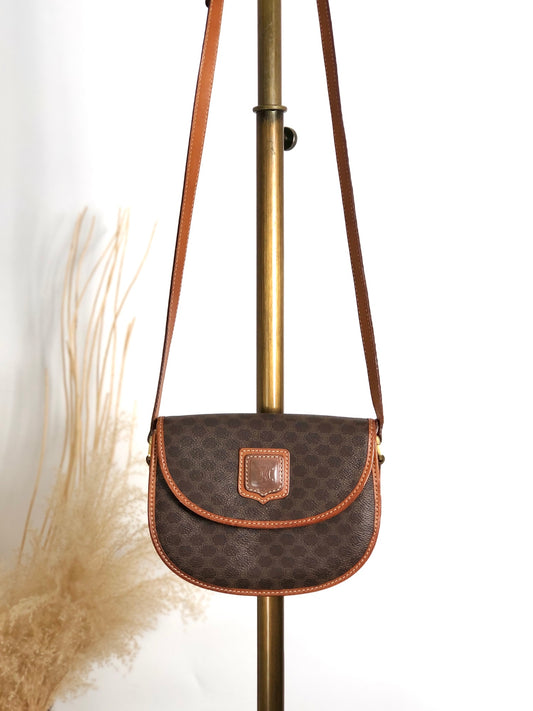 CELINE Macadam Blason Shoulder bag Brown Vintage ezwy2j