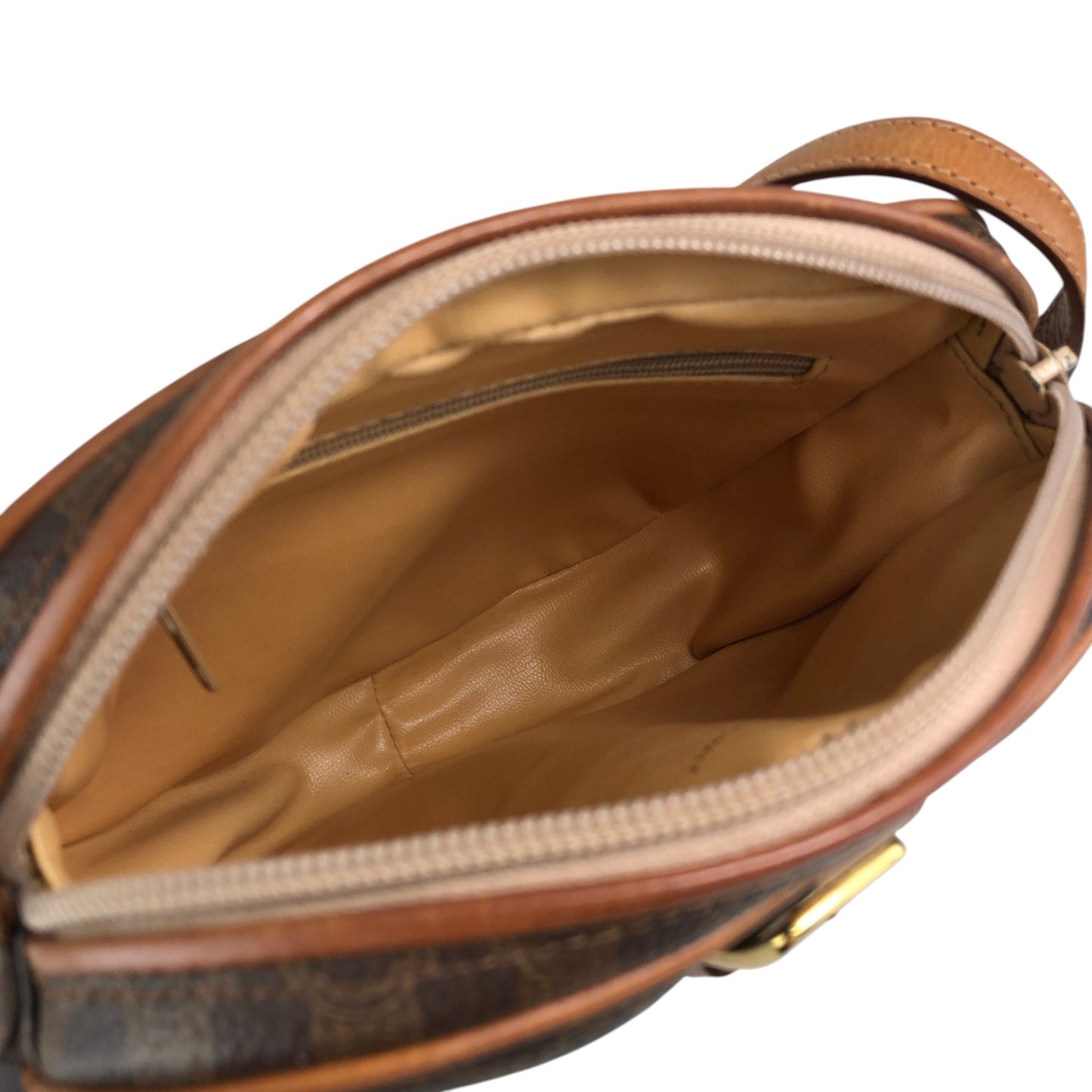 CELINE Macadam Front Buckle Shoulder bag Brown Vintage htiyru