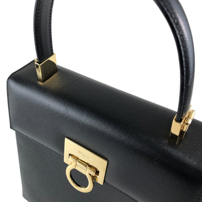 Salvatore Ferragamo Gancini Two-way Handbag Shoulder bag Black Vintage hdmvm4