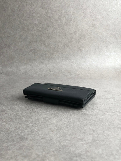 PRADA Tessuto Triangle Logo Folded Wallet Black Vintage 5se6i2