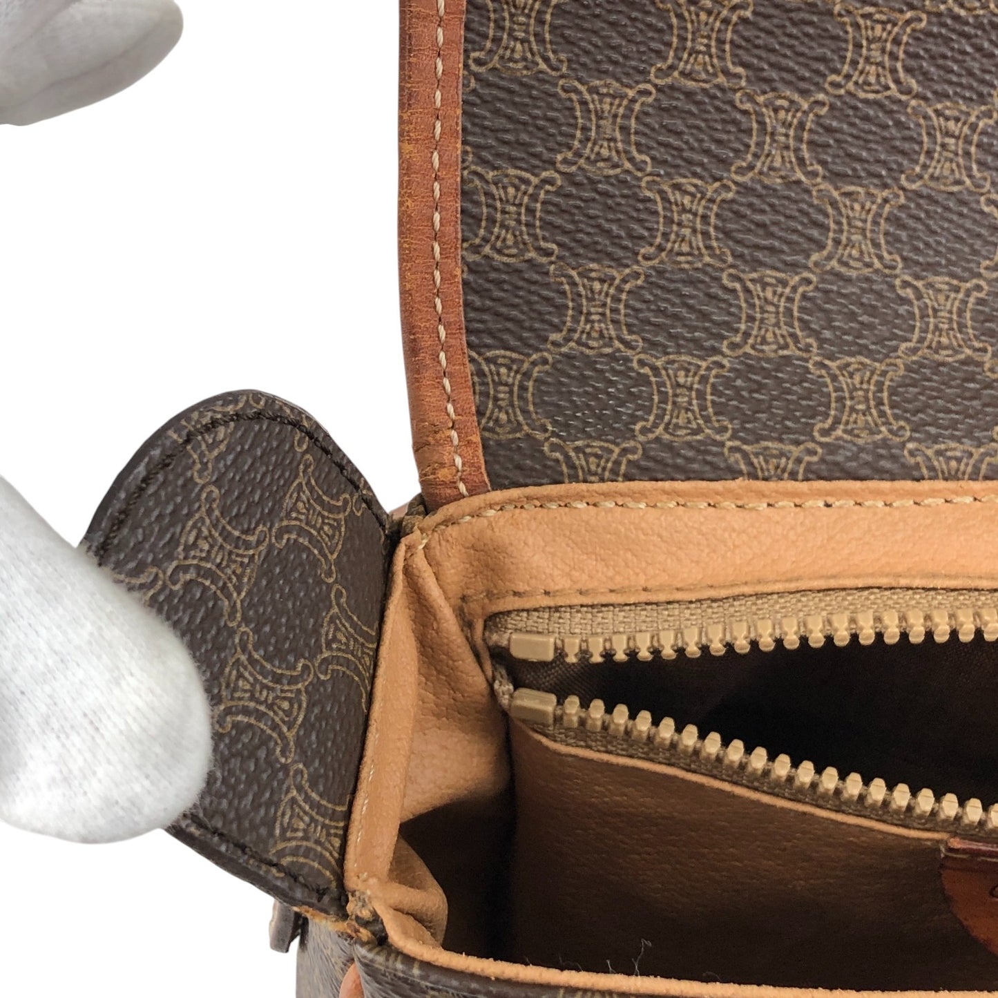 CELINE Macadam Horse Bit Shoulder bag Brown Vintage ejz44f