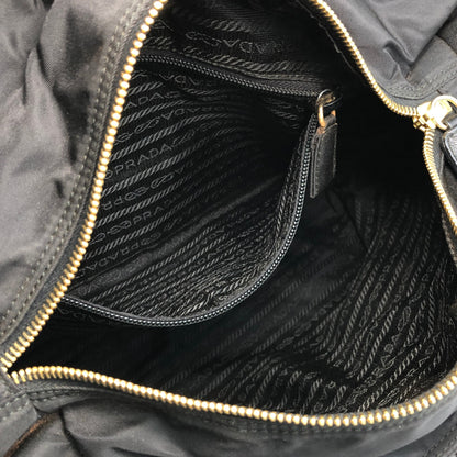 PRADA Tessuto Triangle Logo Chain Shoulder bag Black Vintage aymjy2