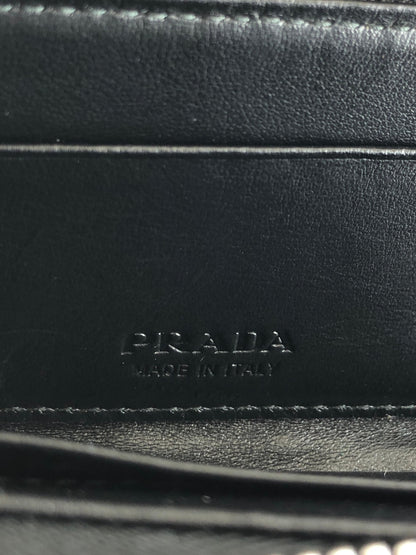 PRADA Logo Embossed Coin Purse Saffiano Black Vintage dgrv64