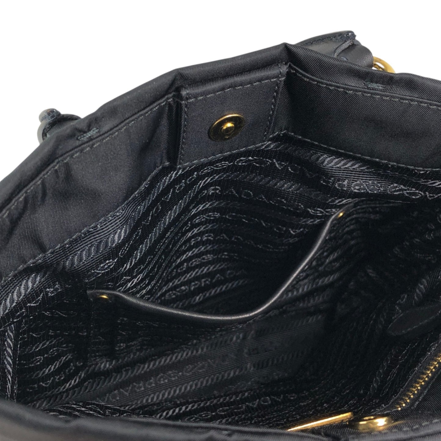 PRADA Logo Front Buckle Handbag Black Vintage rm4ygr