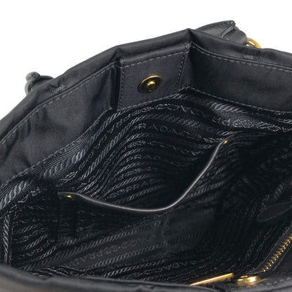 PRADA Logo Front Buckle Handbag Black Vintage rm4ygr